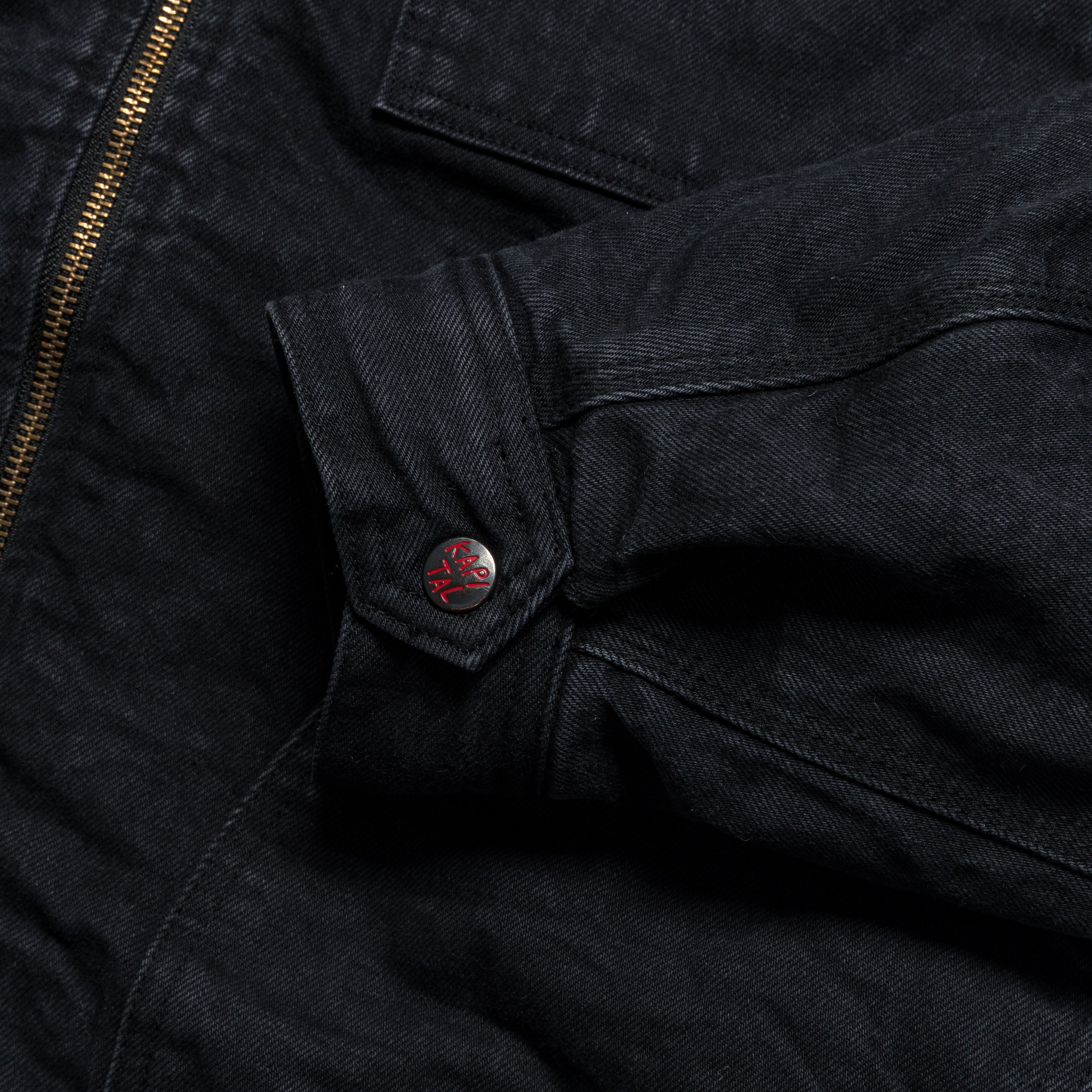 14oz BLK Denim BONE Lining Reversible ZIP-UP Work JKT - Black