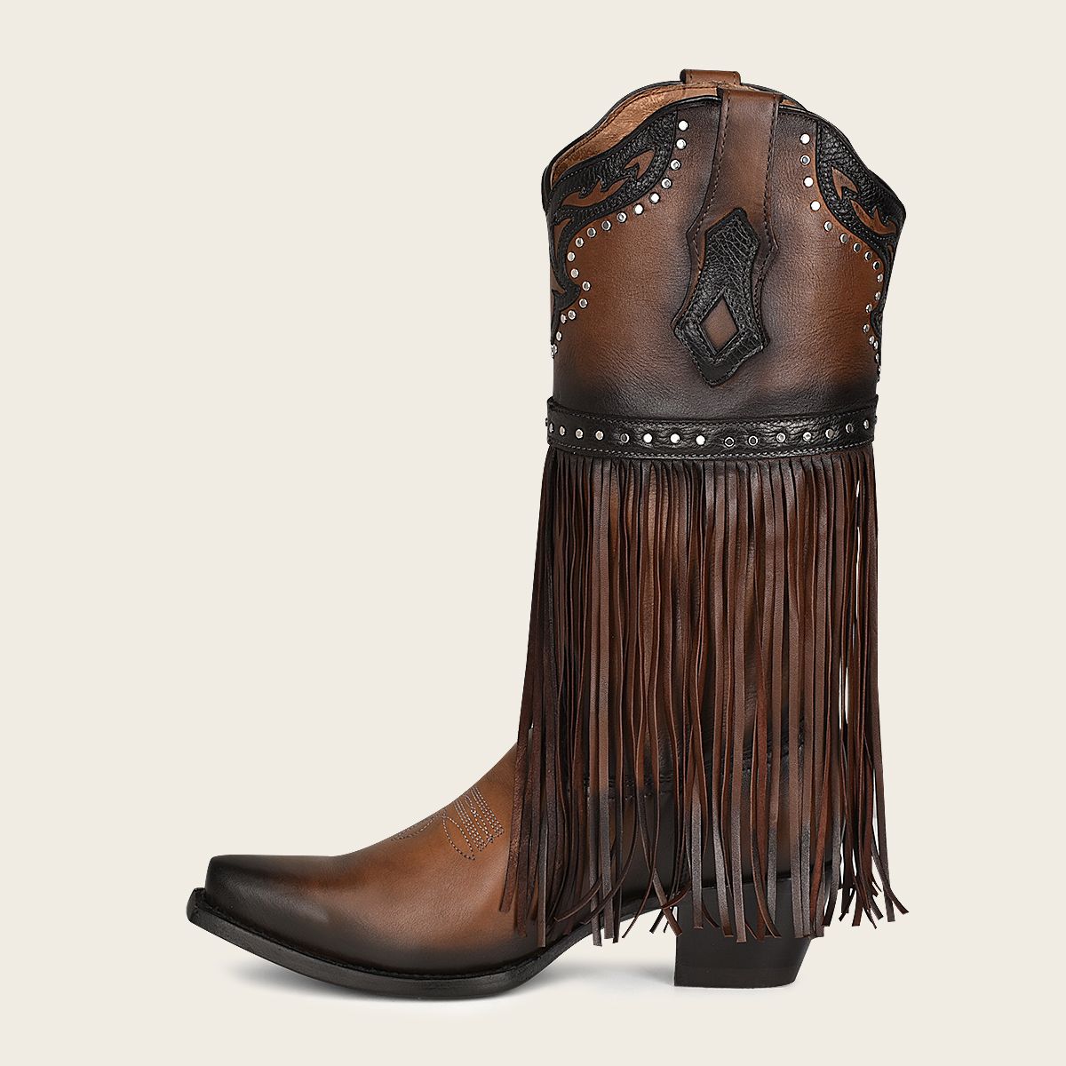 1GAXRS - Cuadra brown western cowgirl fringed leather boots for women