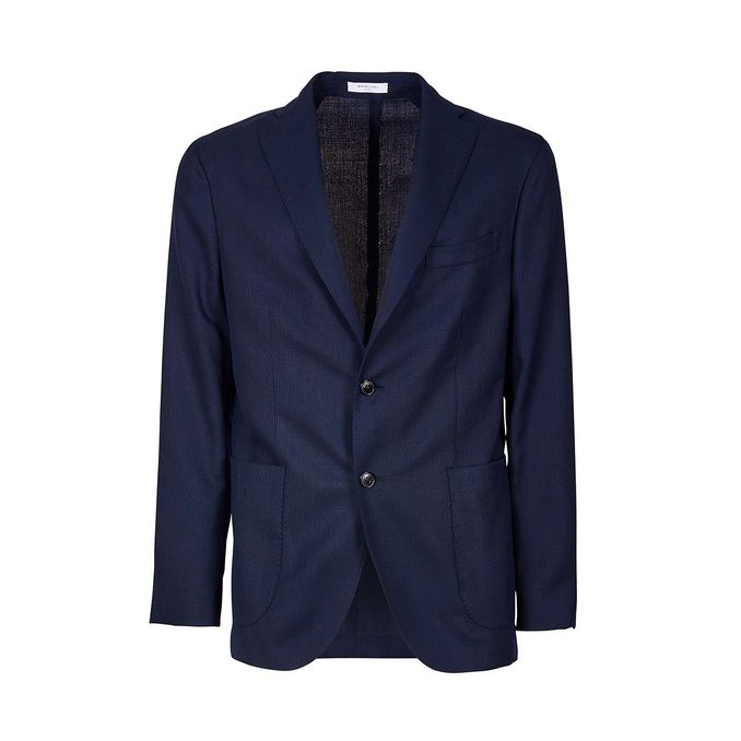 2-BUTTON JACKET IN TEXTURED WOOL Man Navy