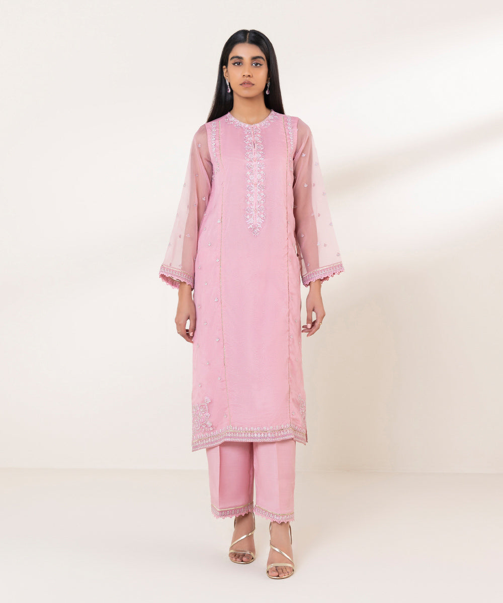 2 Piece - Embroidered Organza Suit