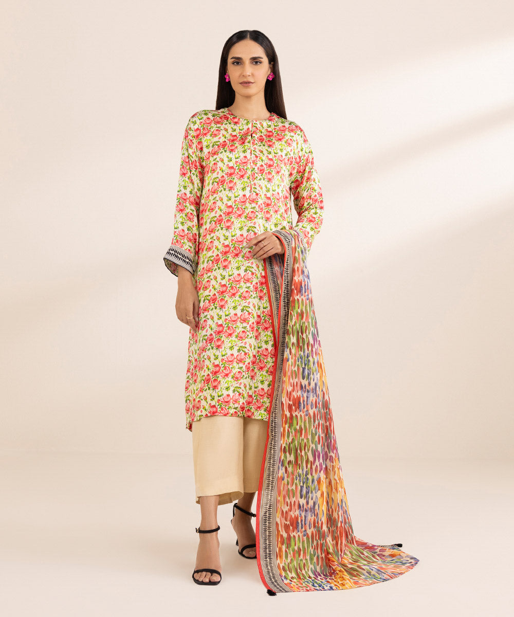 2 Piece - Printed Silk Suit