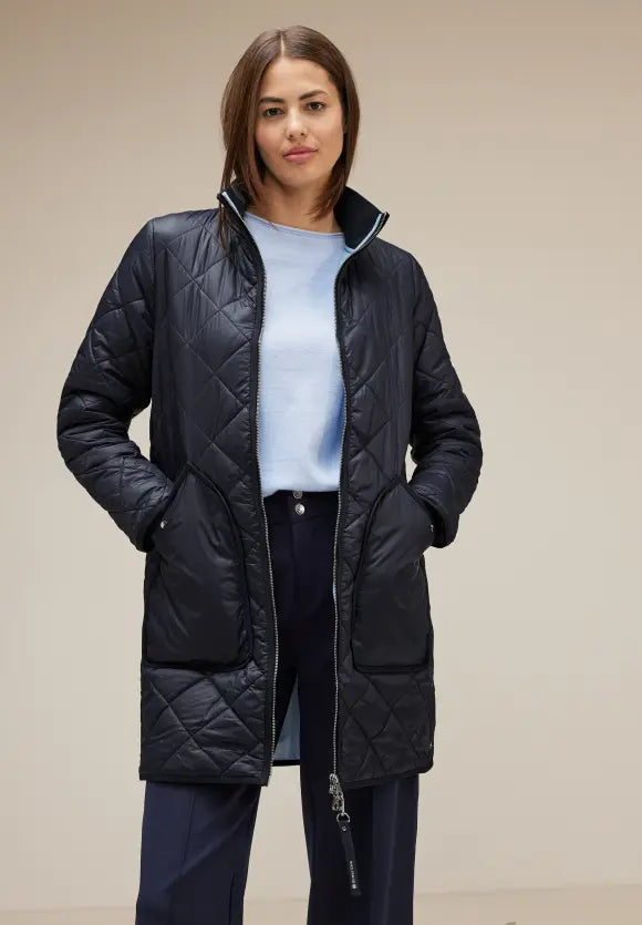 211901- Navy Padded Coat - Street One