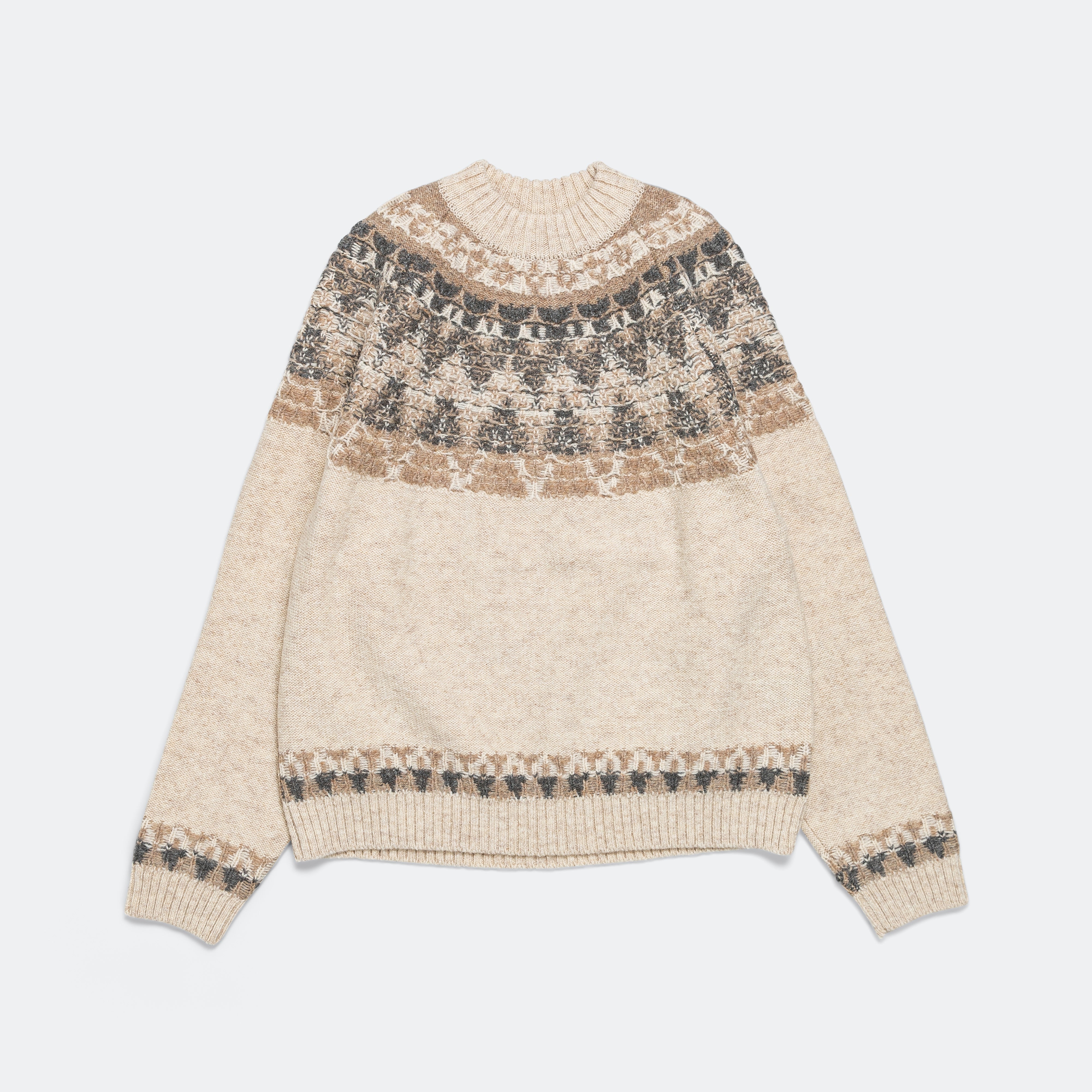 5G Wool NORDIC SMILIE Patch Raglan Sweater - Ecru