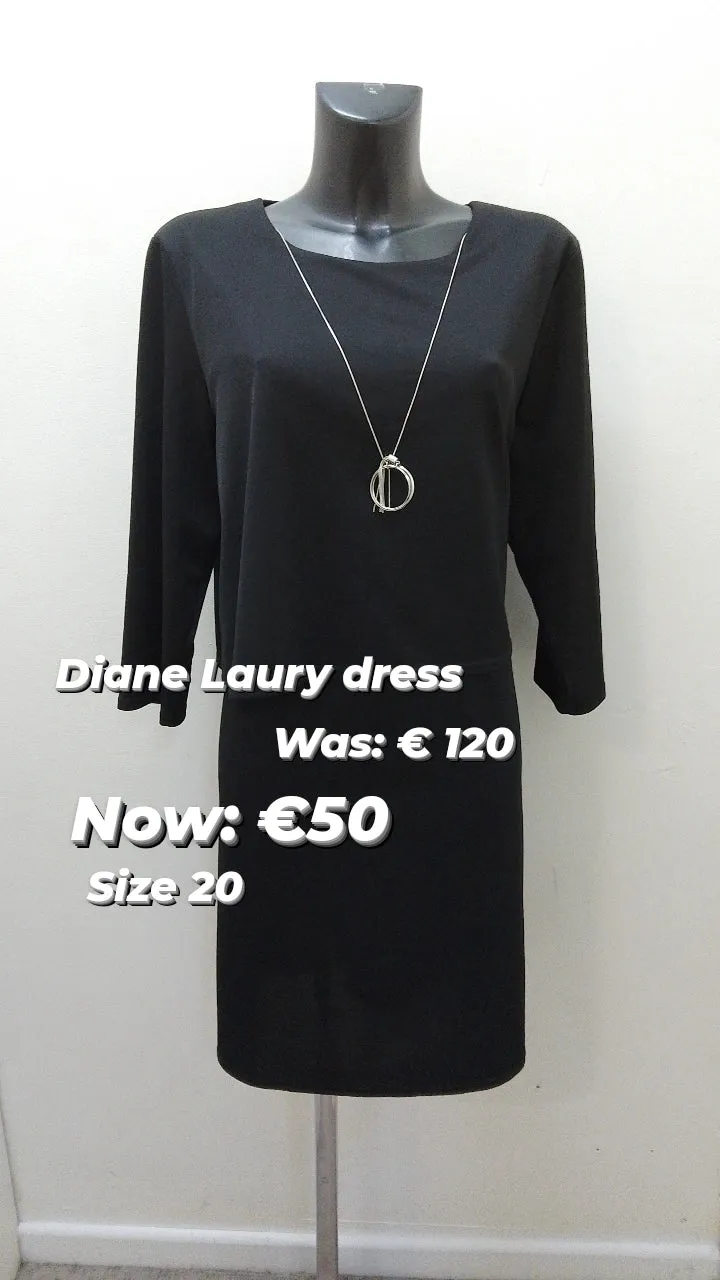 606 Diane Laury Black Dress with overlay and necklace