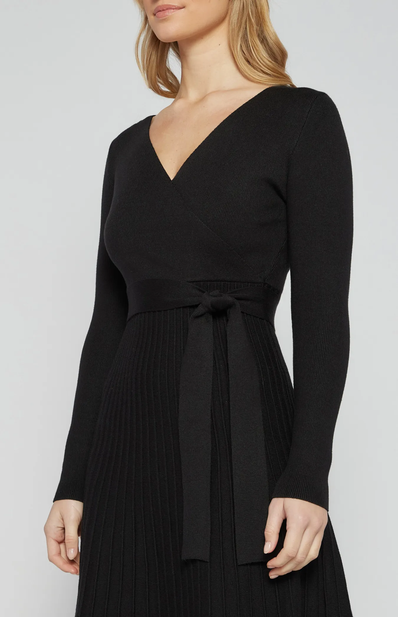 A Line Knit Dress with Striped Border Hem Detail (SKN845)