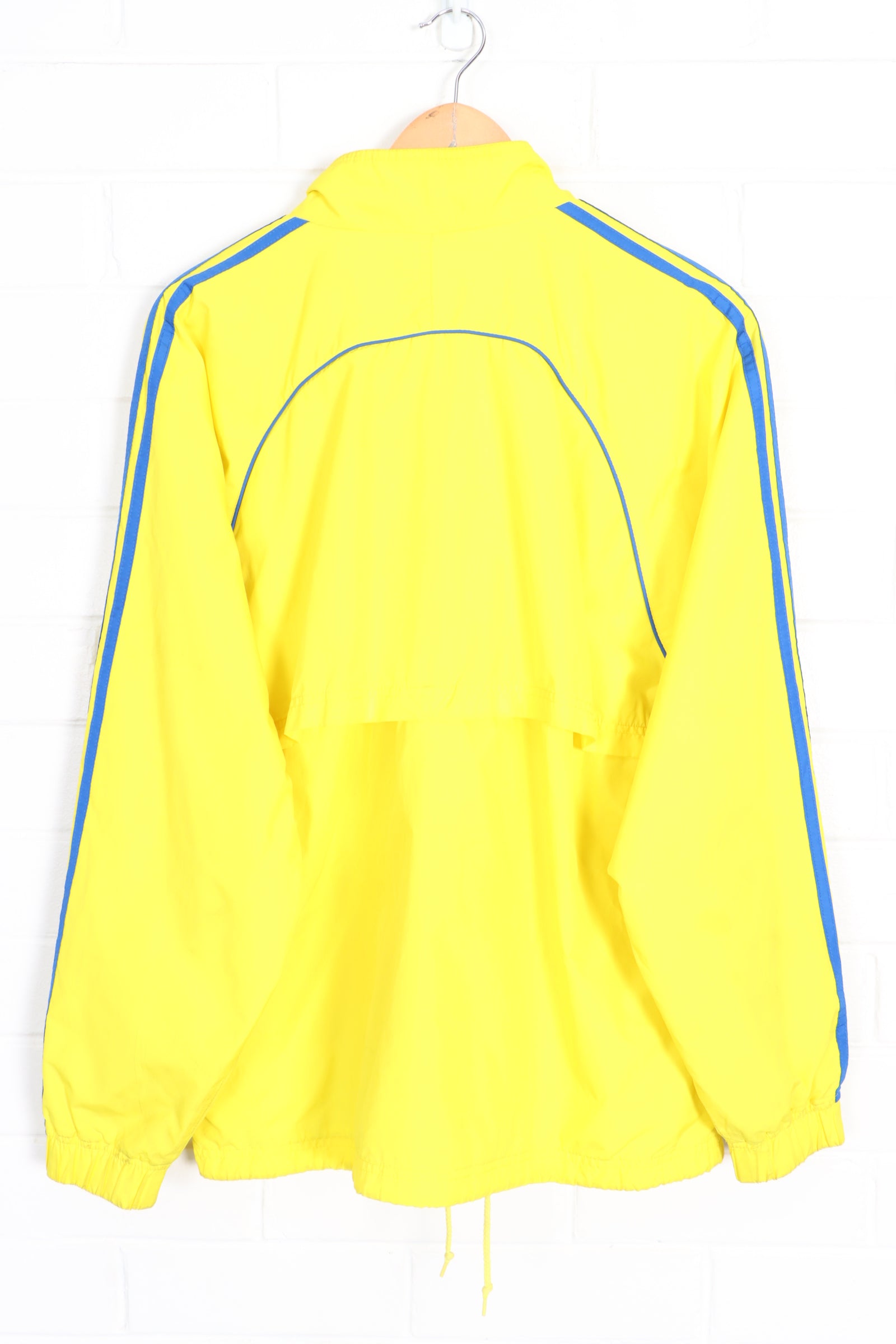 ADIDAS Yellow & Blue Zip Up Windbreaker Jacket (L)