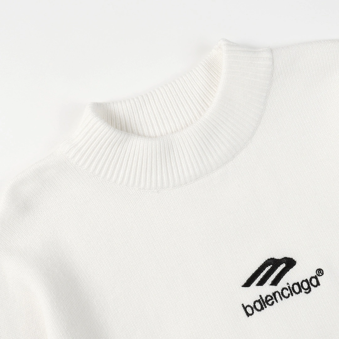 Balenciaga 23ss new logo turtleneck knitted sweater White 12.5