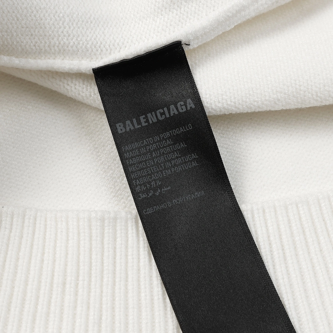 Balenciaga 23ss new logo turtleneck knitted sweater White 12.5