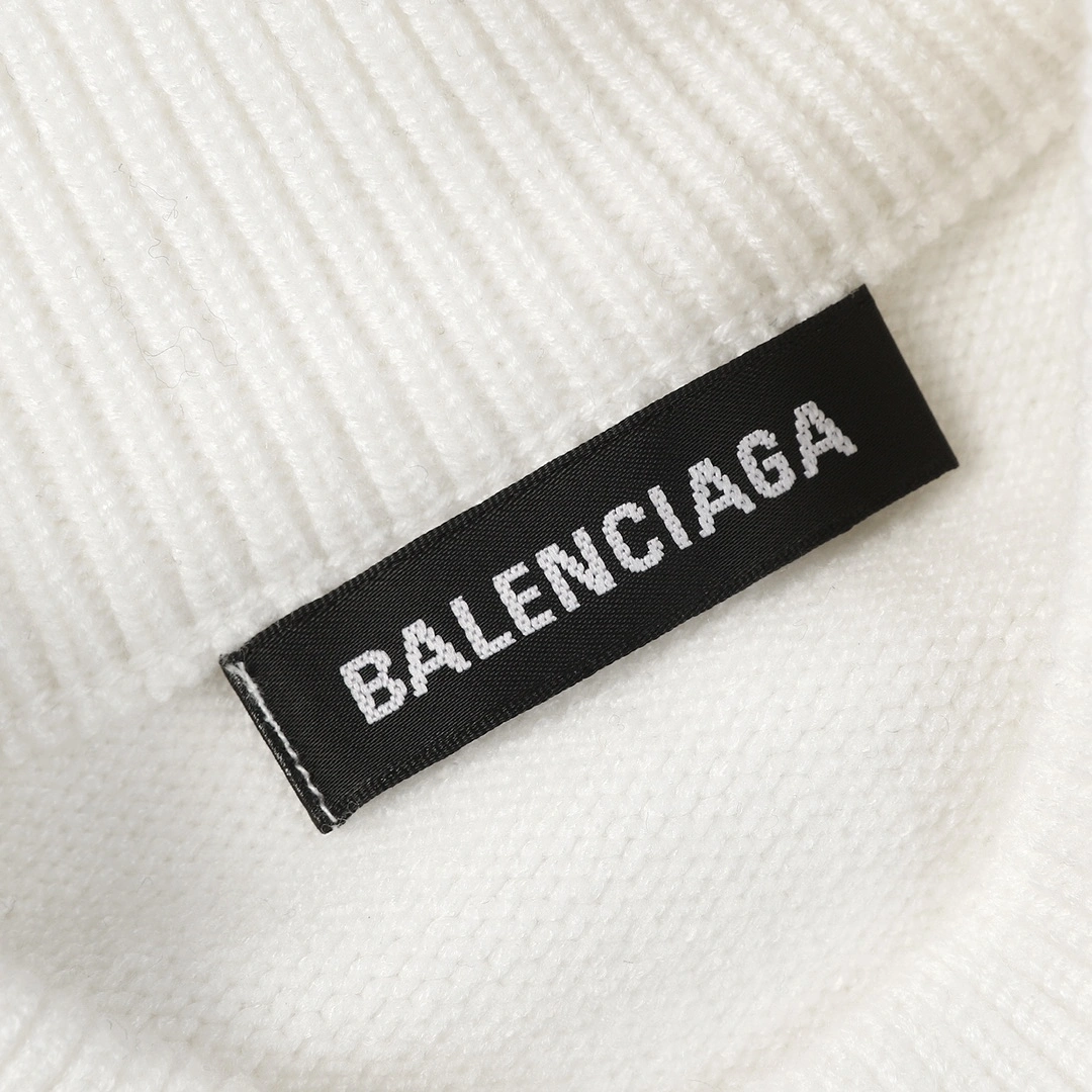 Balenciaga 23ss new logo turtleneck knitted sweater White 12.5