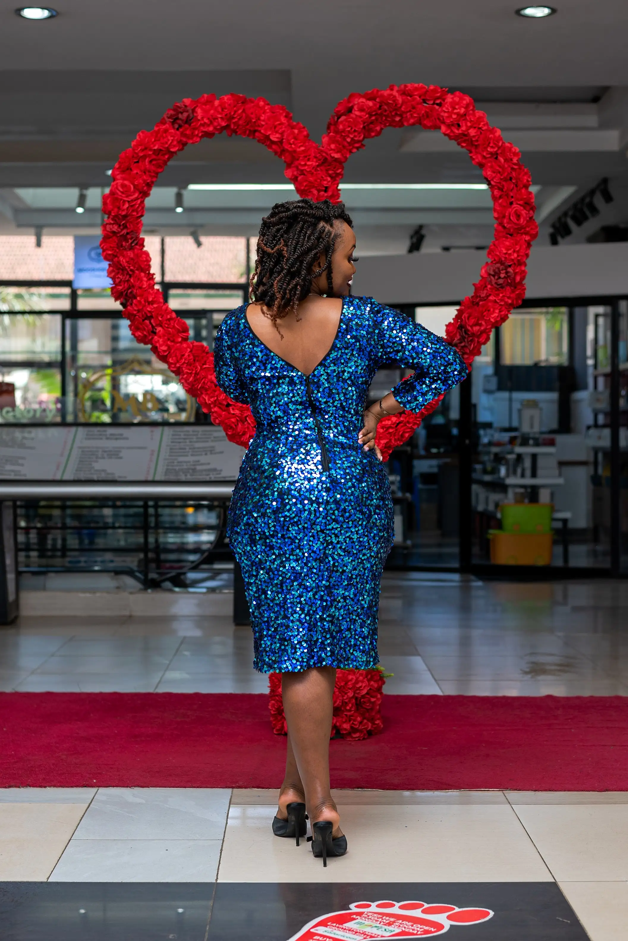 black blue sequence dress