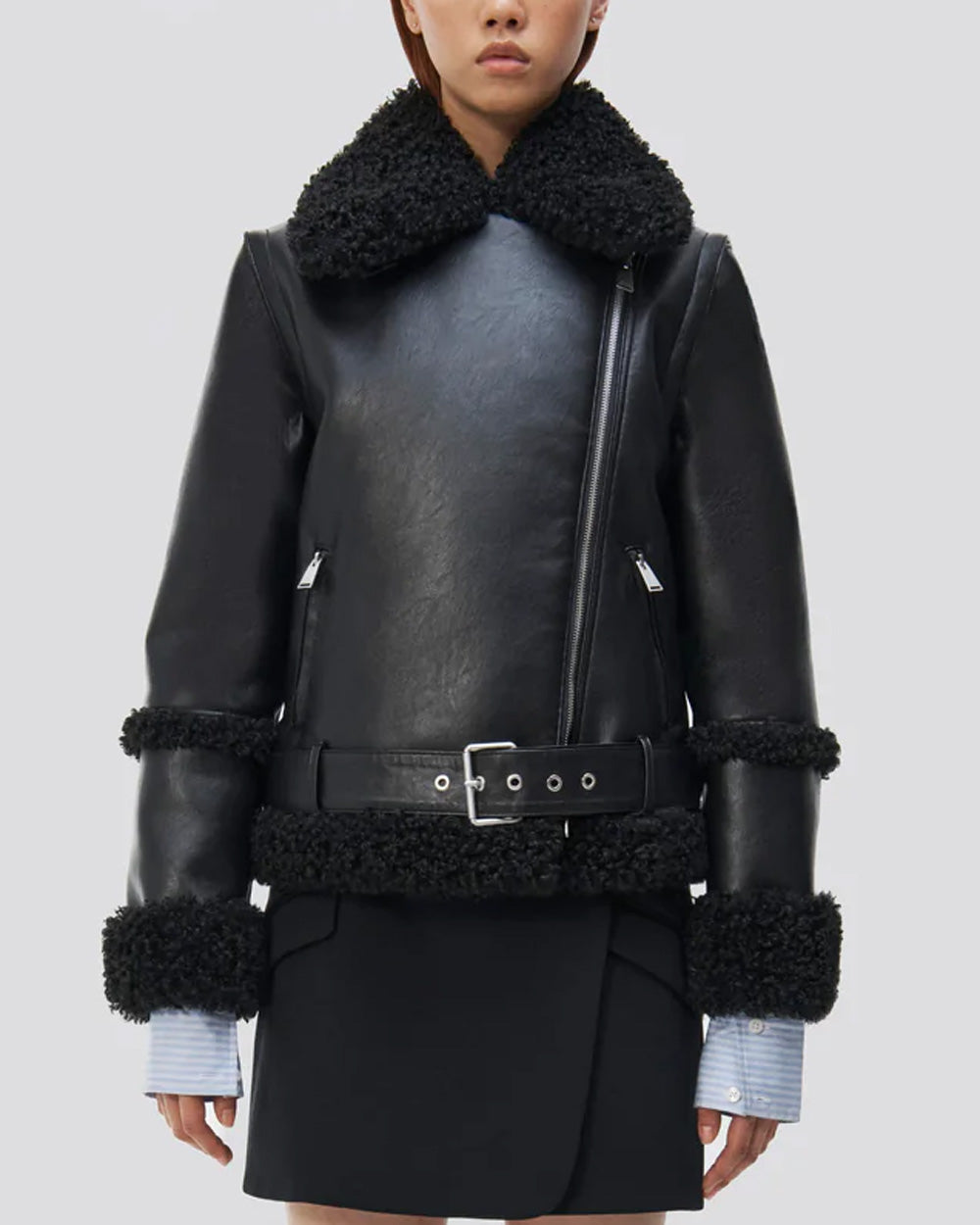 Black Charleston Sherpa Moto Jacket