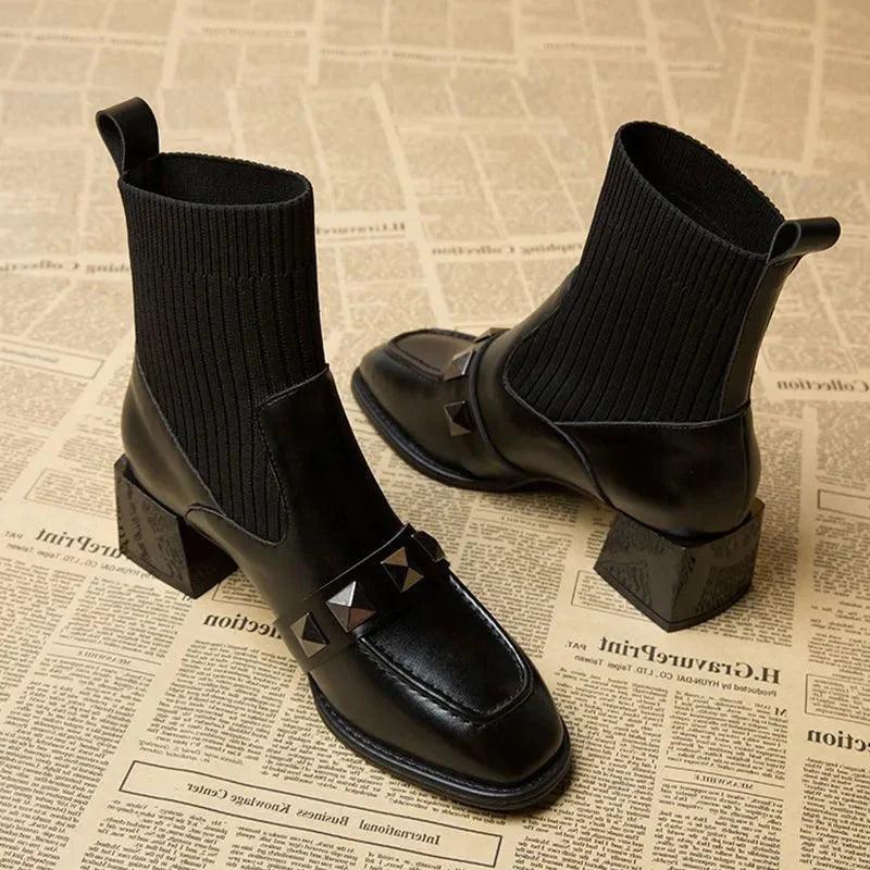 Black Women Ankle Sock Boots