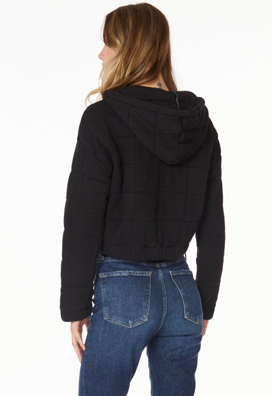 Bobi - Zip Crop Hoodie Black