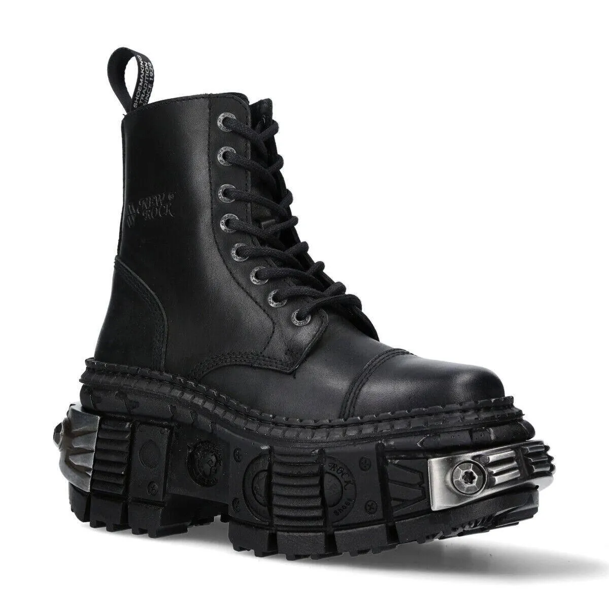 Boots | New Rock Metallic Leather Boots-WALL083C-S4 | New Rock