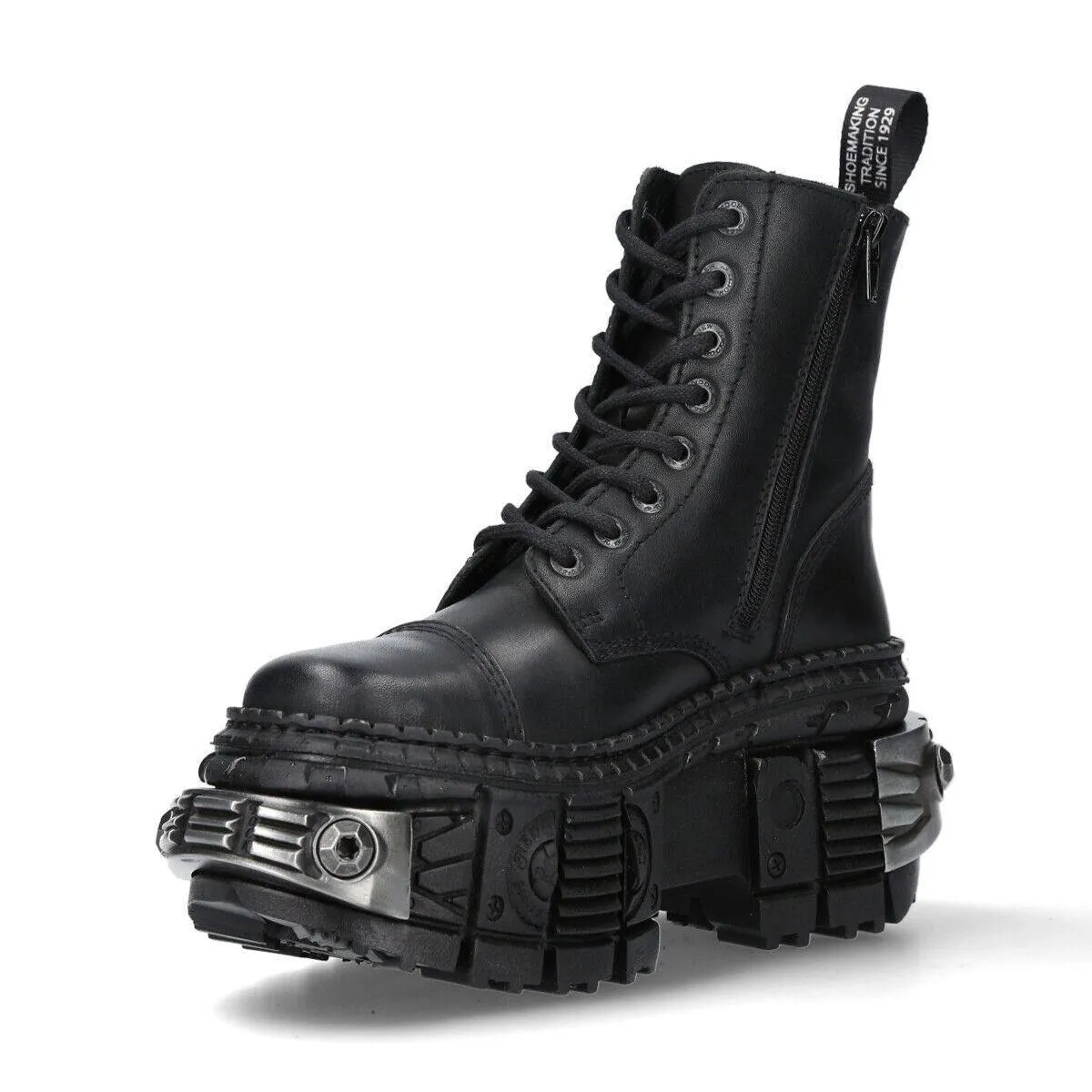 Boots | New Rock Metallic Leather Boots-WALL083C-S4 | New Rock