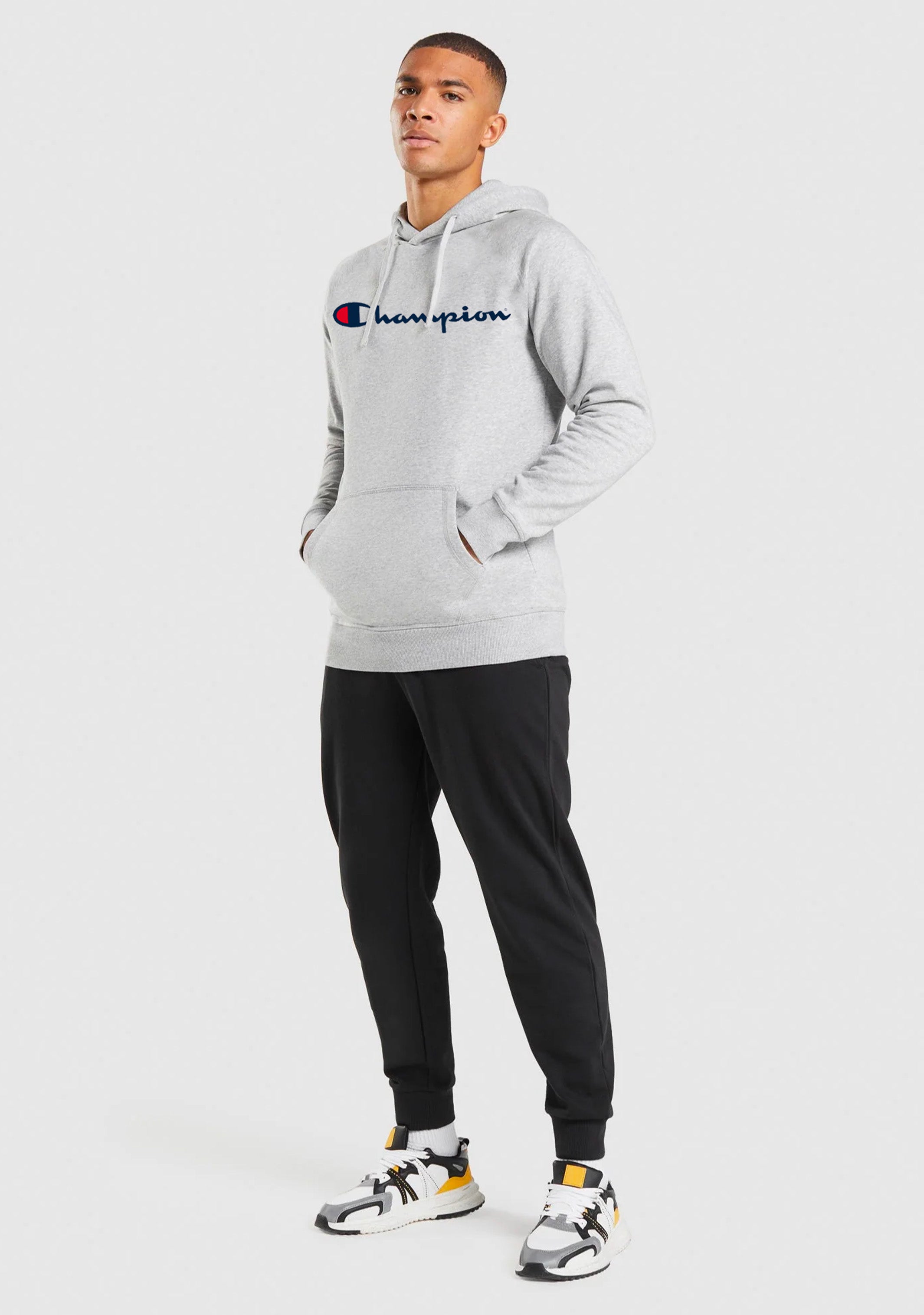 Champion Mens Script Hoodie Grey <br> AY79N A3R