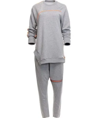 Clothes by Locker Room Asymmetric Grey & Orange Sweatsuit Set