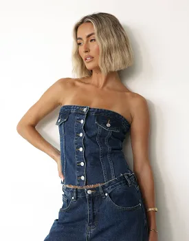 Collision Denim Corset Top (Dark Denim)