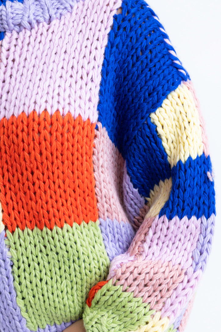 Color Block Crochet Sweater