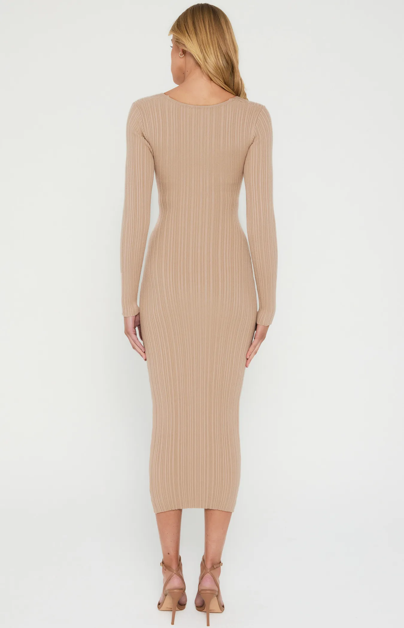 Cross Front Detail Textured Knit Midi Dress (SKN690) 