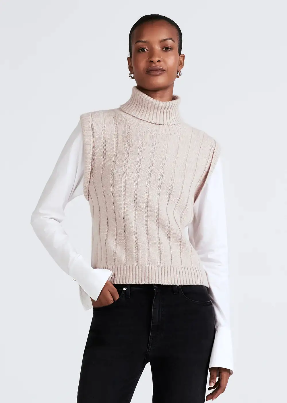 Derek Lam 10 Crosby Paola Mixed Media Turtleneck Sweater