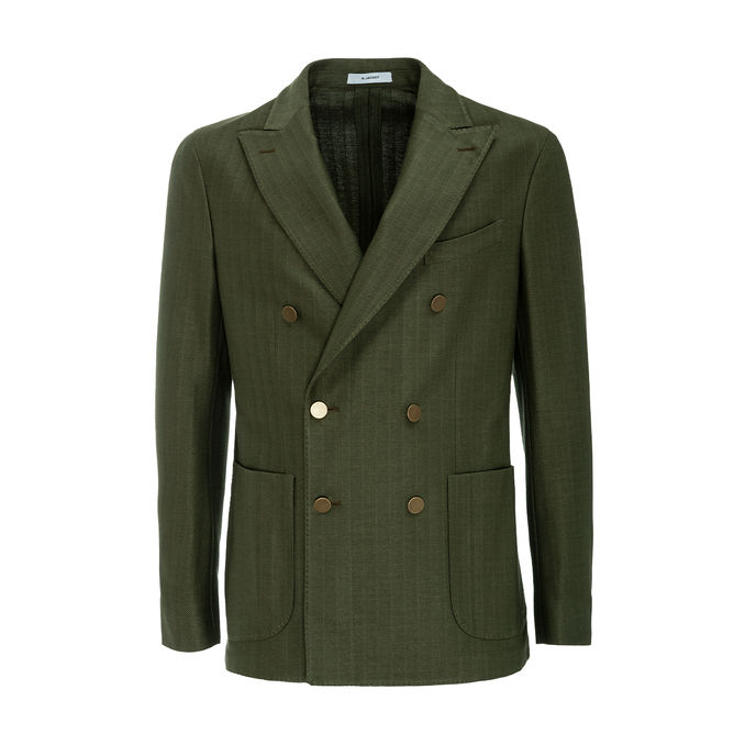 DOUBLE-BREASTED JACKET WITH GOLD BUTTONS Man Military Green