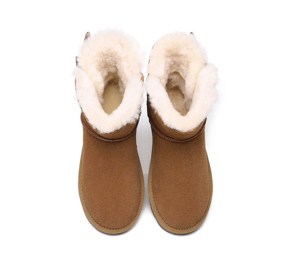 EVERAU Sheepskin Single Bow Boots Women Ember