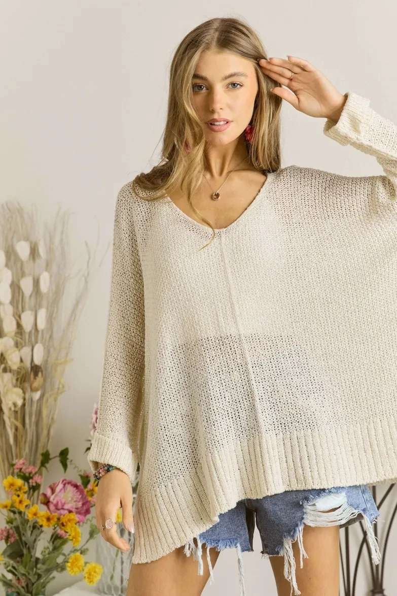 Everyday Oversized Slub Knit Tunis Sweater Top