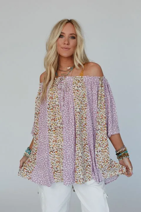 Floral Bliss Tunic Top - Lavender