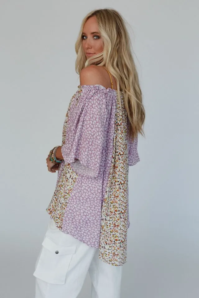 Floral Bliss Tunic Top - Lavender