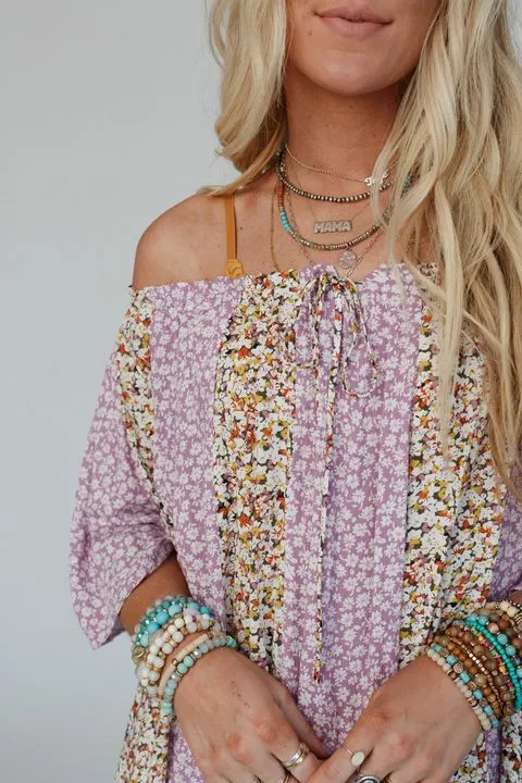 Floral Bliss Tunic Top - Lavender