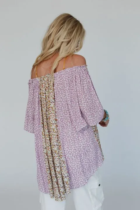 Floral Bliss Tunic Top - Lavender