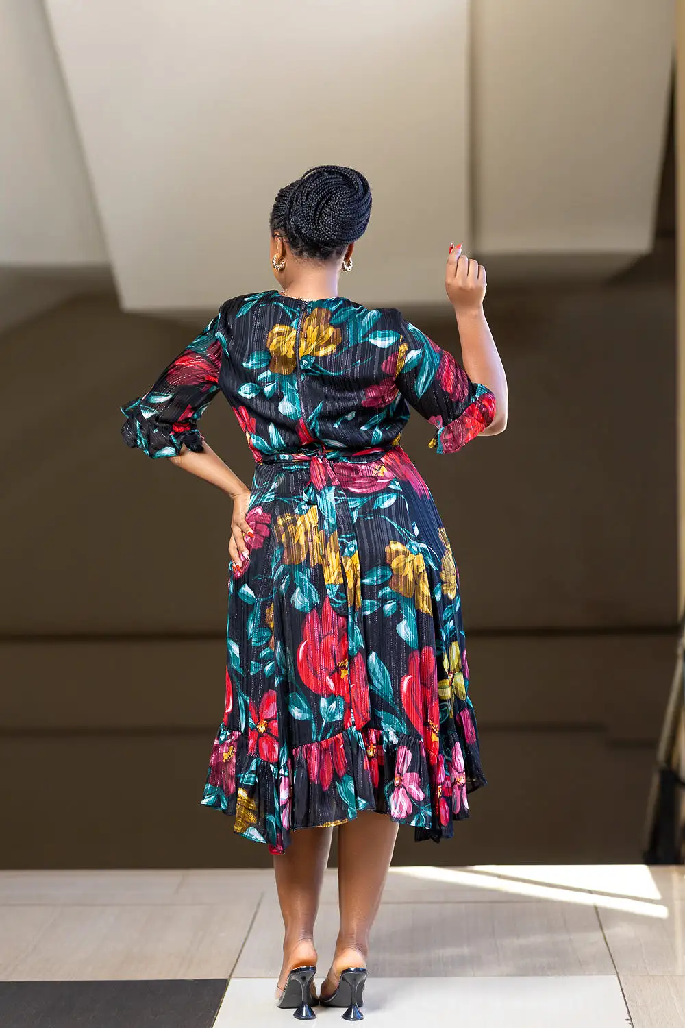 Floral multicolored Aline dress