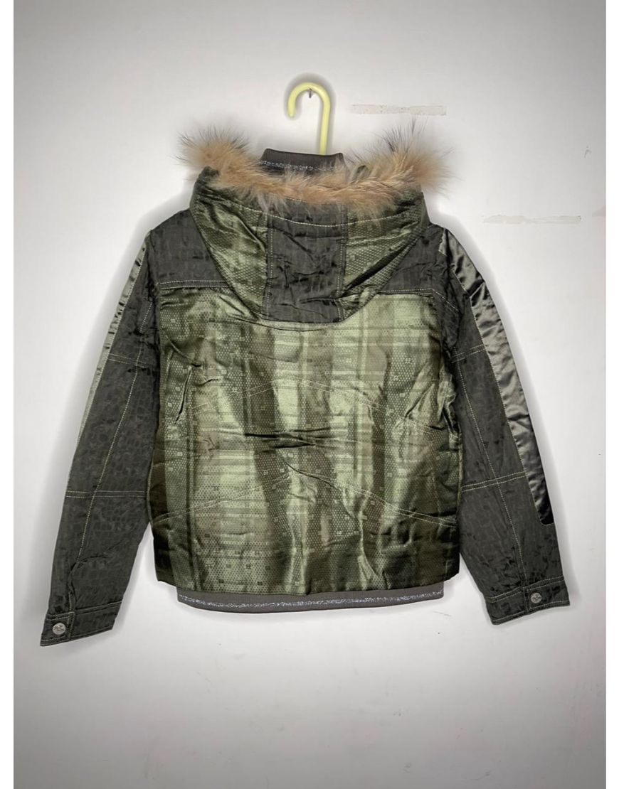 Fur Hoodie Jacket in Olive