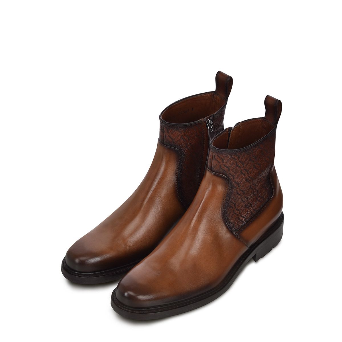 G89TSRS - Cuadra brown dress casual calfskin Chelsea ankle boots for men