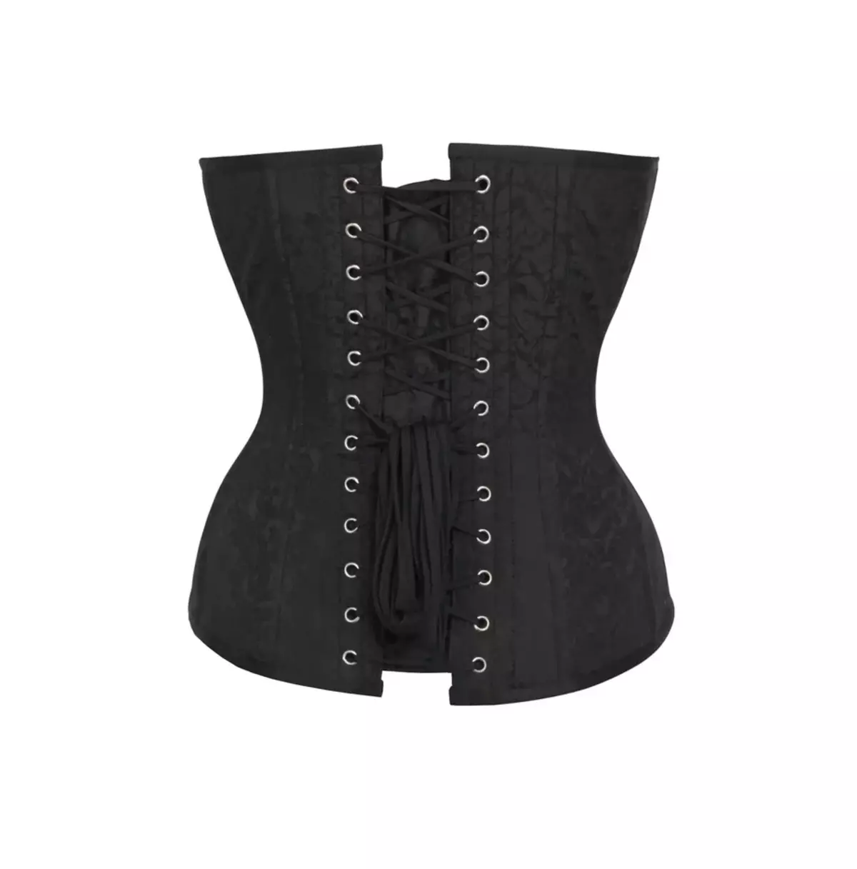 Gothic Black Brocade Blue Satin Overbust Corset Steel Boning Full Coverage