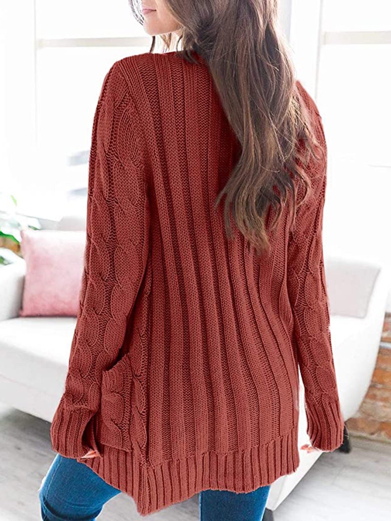 Haute Edition Women's Cable Knit Button Up Sweater Cardigan