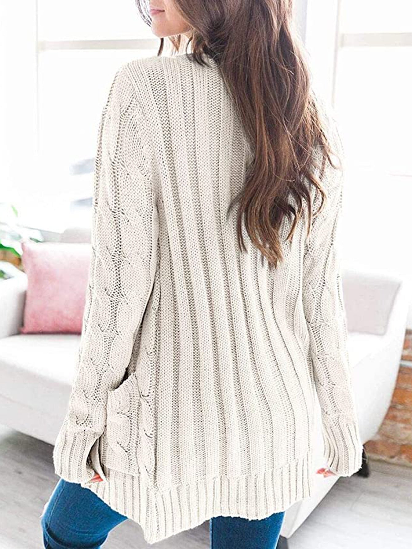 Haute Edition Women's Cable Knit Button Up Sweater Cardigan