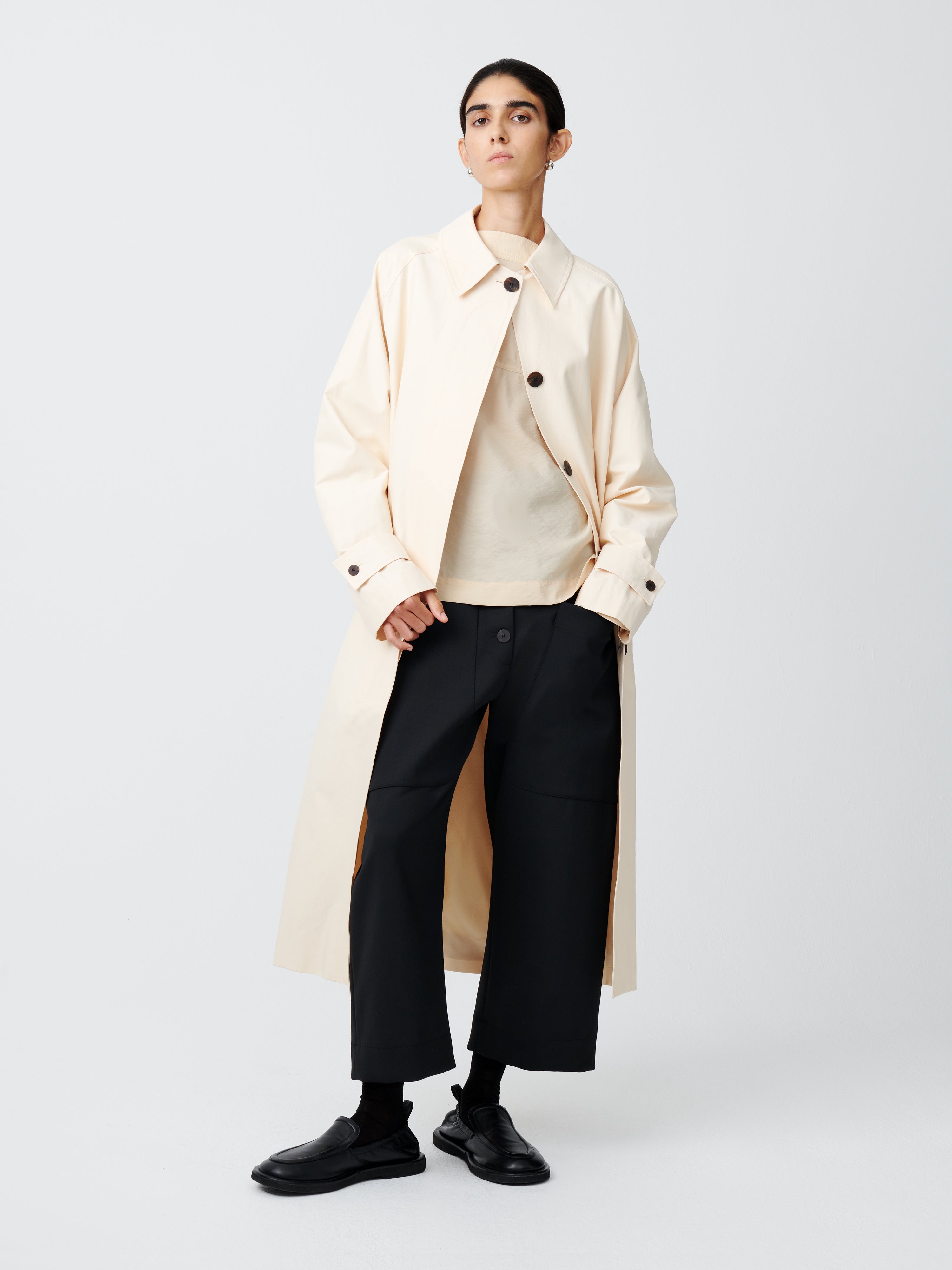 Holin Coated Cotton Coat in Linen