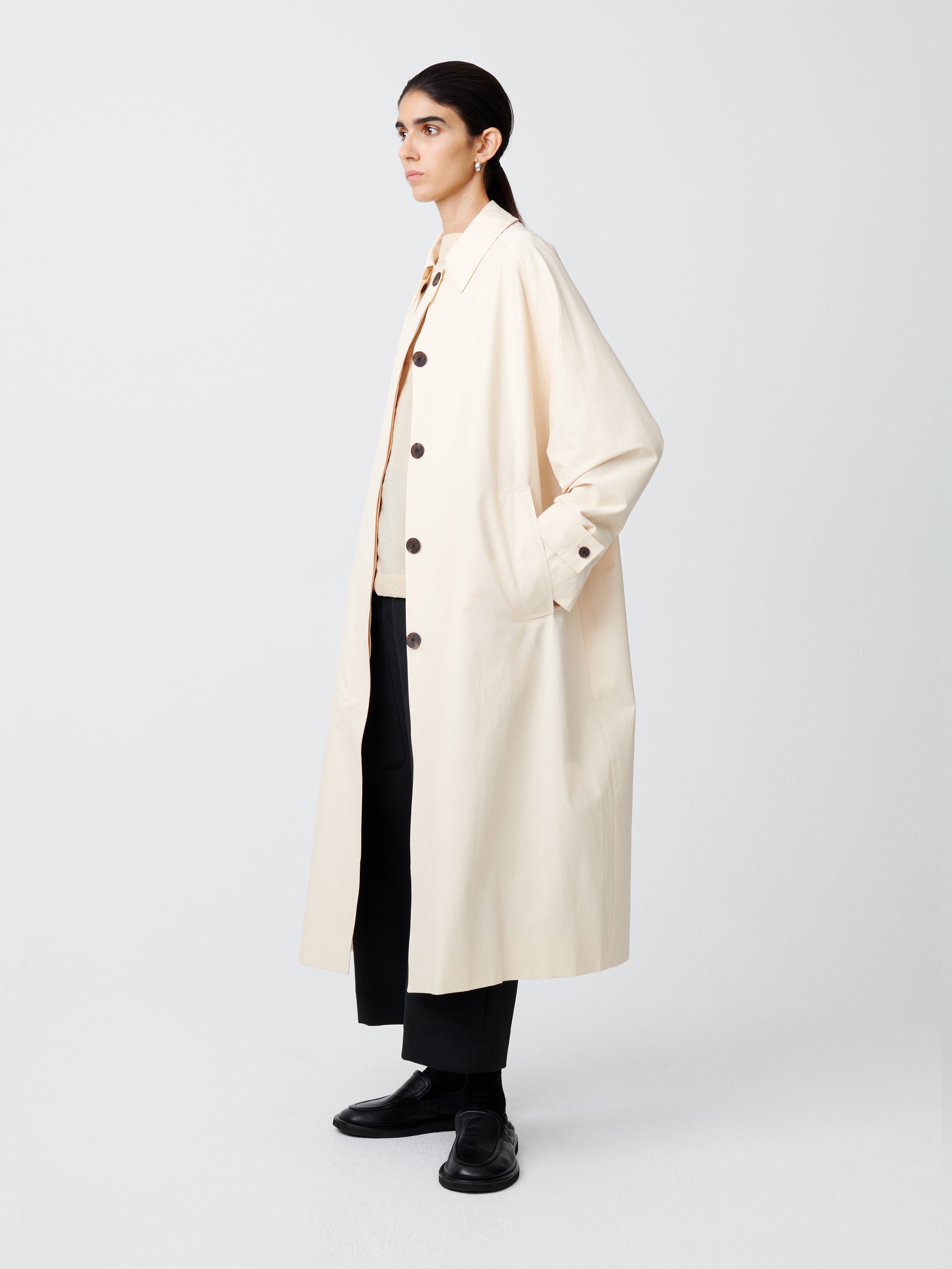 Holin Coated Cotton Coat in Linen