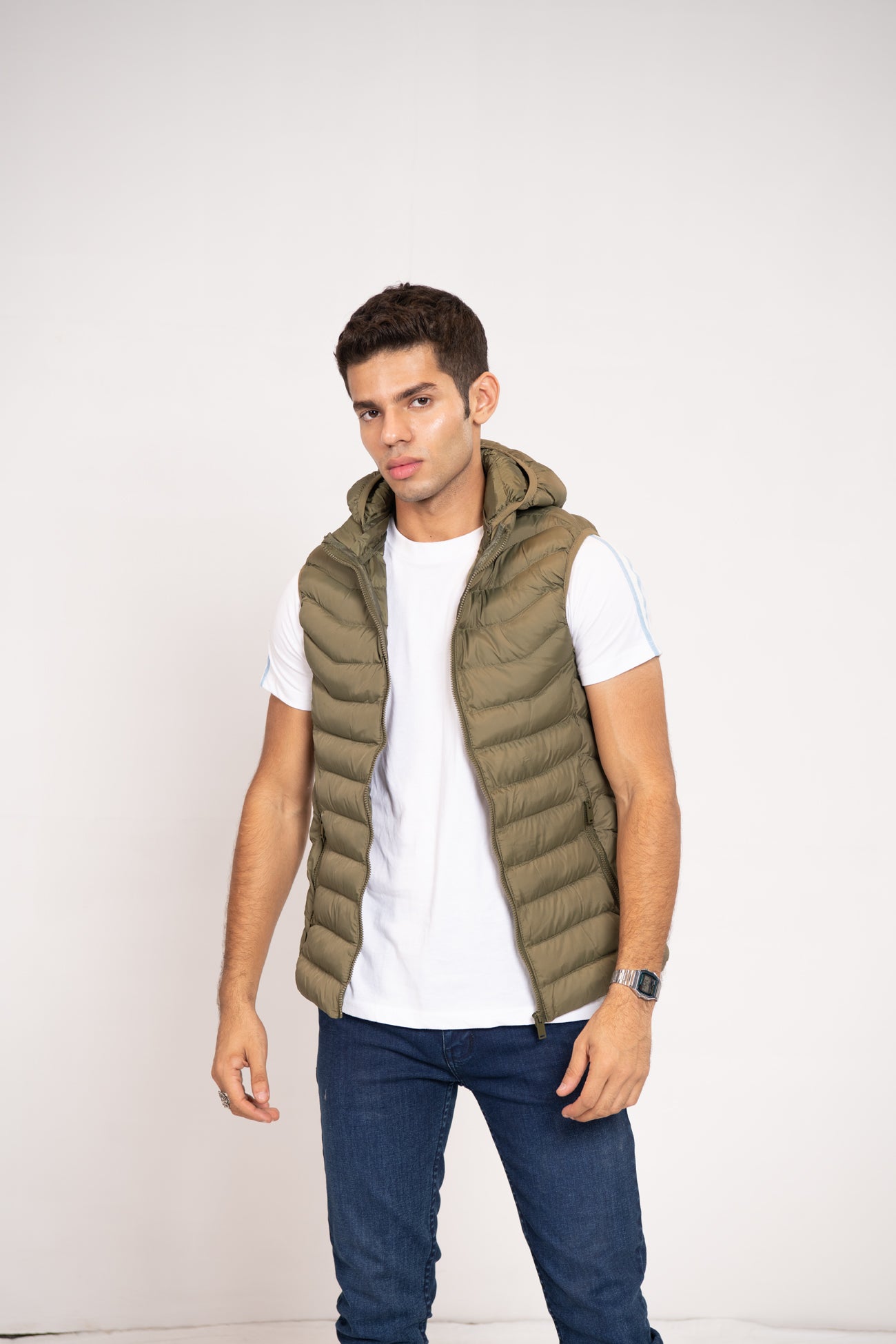 HOODED PADDED GILET