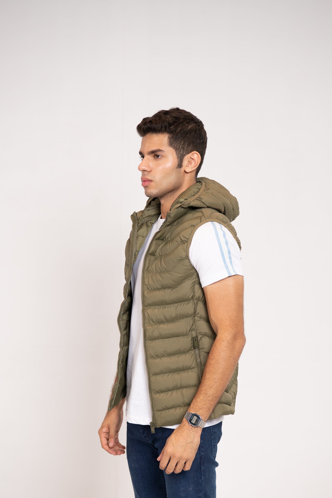 HOODED PADDED GILET