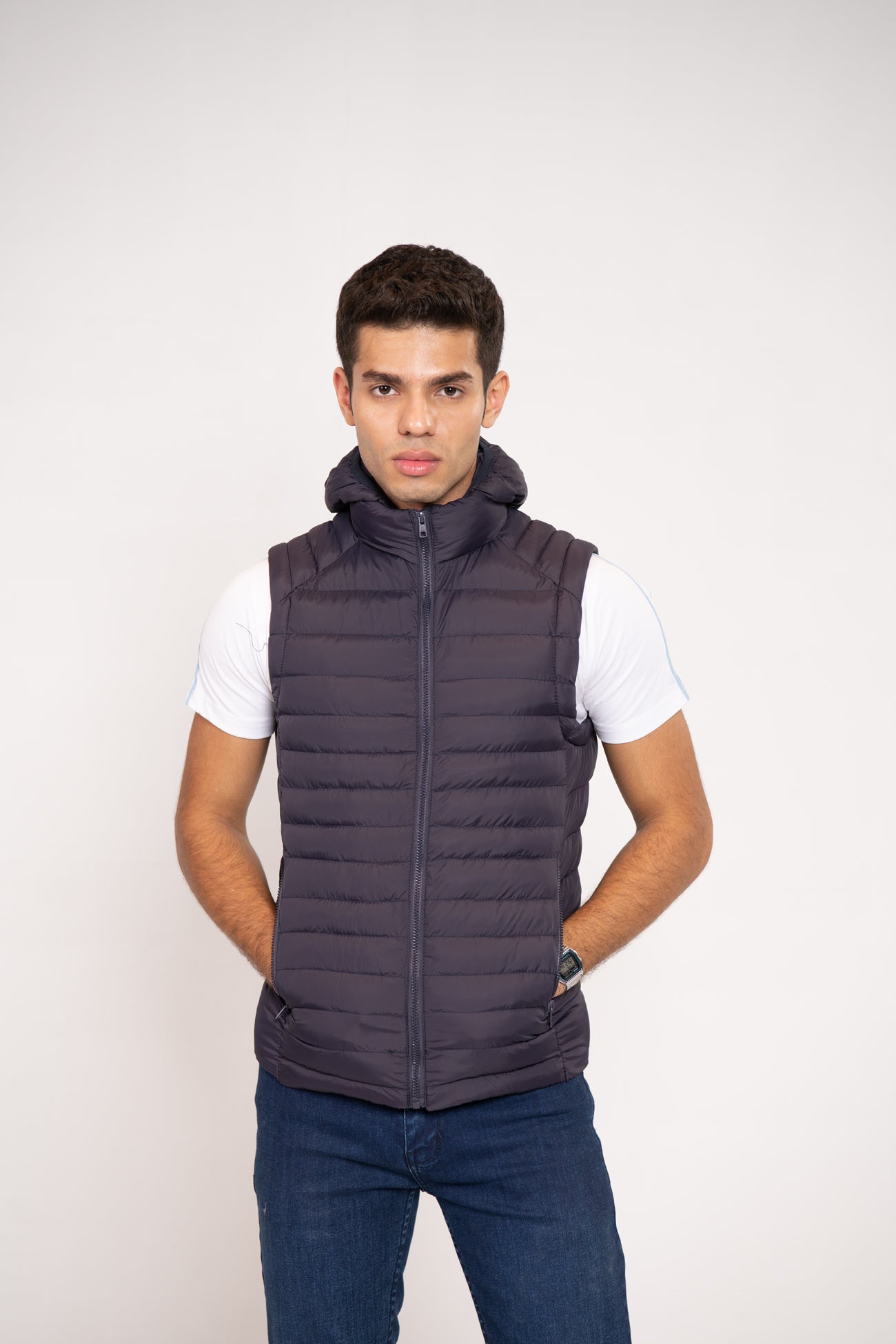 HOODED PUFFER GILET