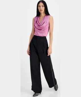 I.N.C. International Concepts Women's High-Rise Rhinestone-Trim Wide-Leg Pants