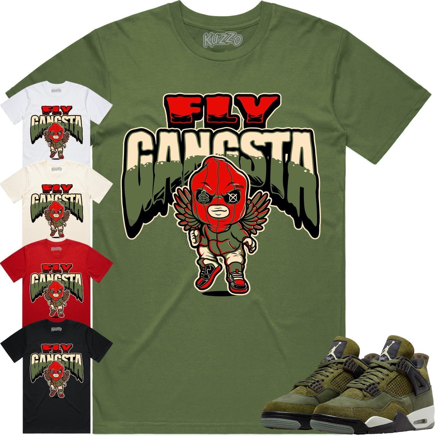 Jordan 4 Craft Olive 4s Shirt to Match - OLIVE FLY GANGSTA