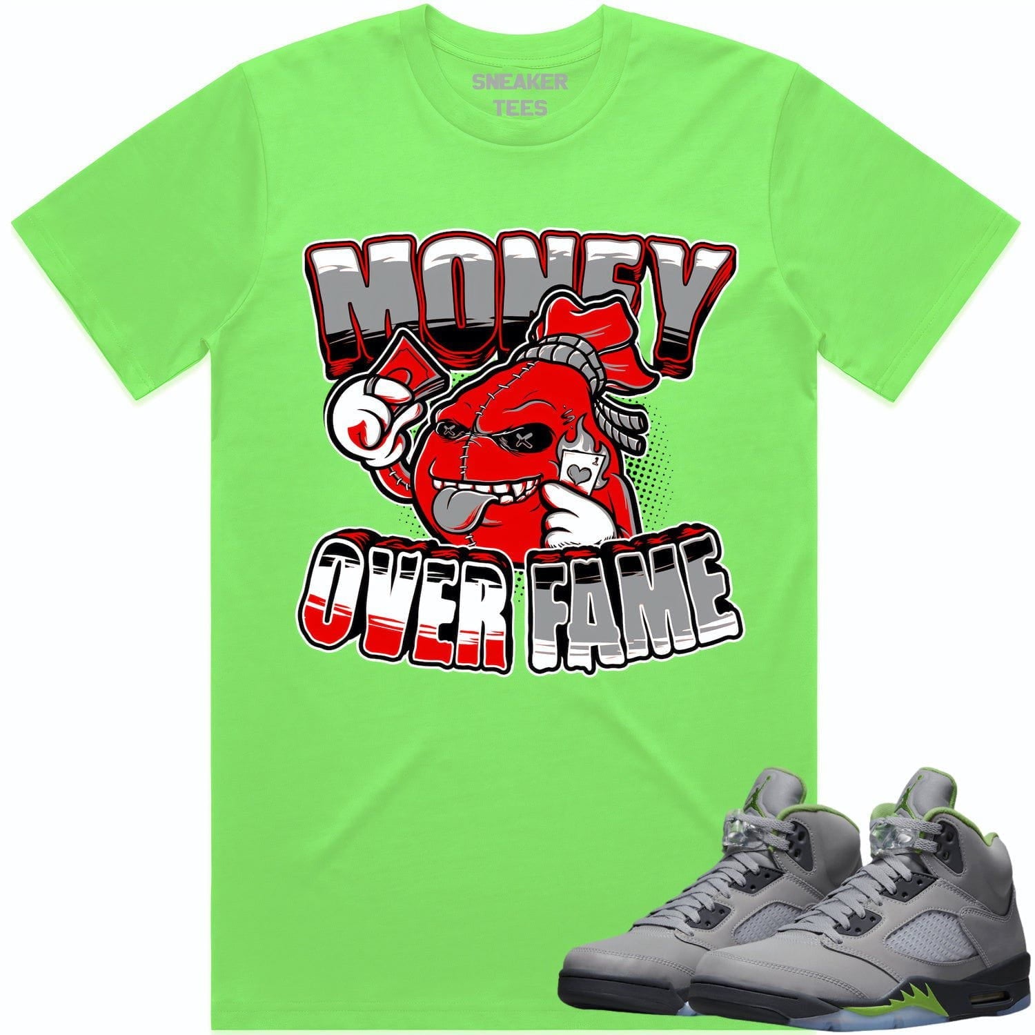 Jordan 5 Green Bean 5s Shirt to Match - RED MOF