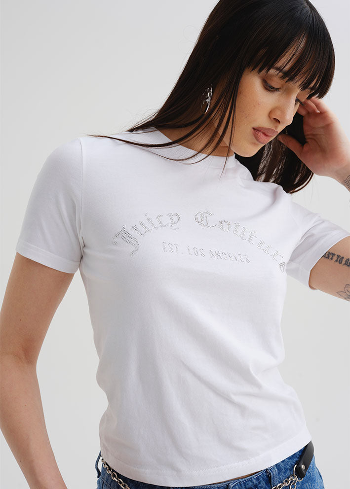 Juicy Couture Arched Diamante Noah T-shirt - White