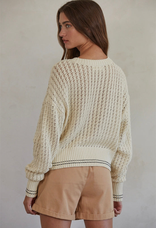 Knit Crew Cable Sweater - Natural