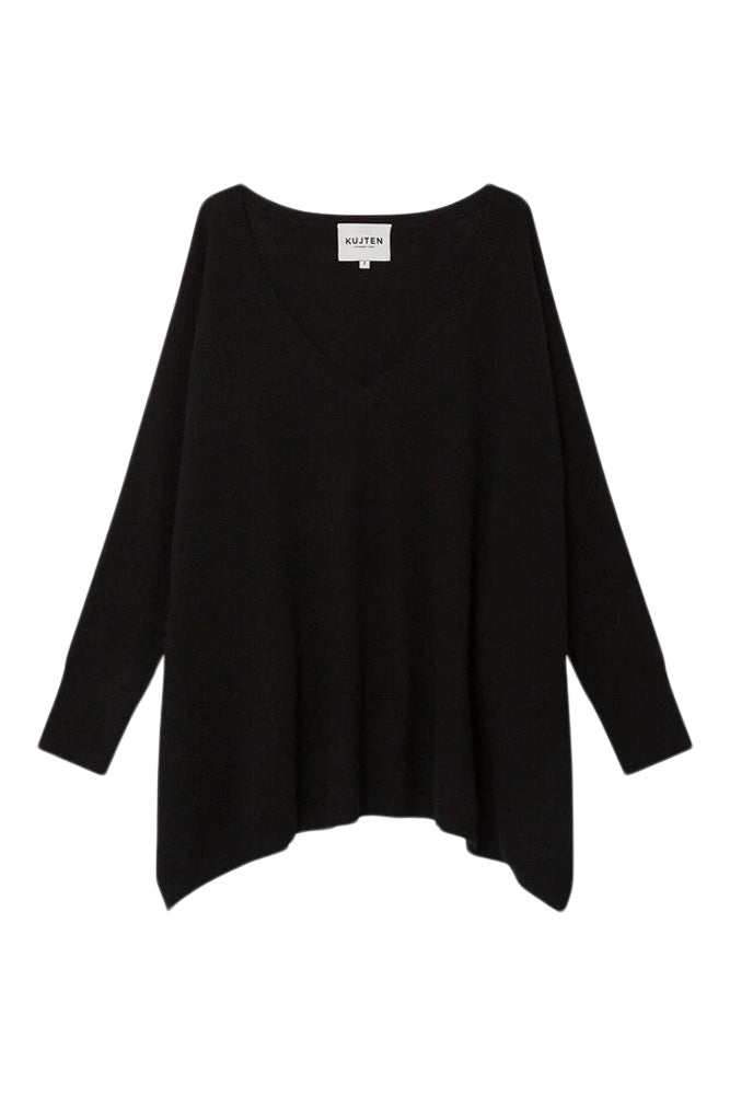 Kujten Minie Cashmere Vneck Sweater in Noir