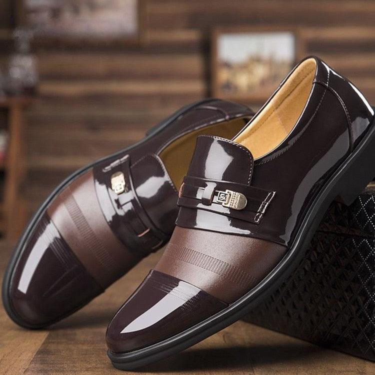 Leather Low Top Solid Color Men Hollow Out Formal Shoes